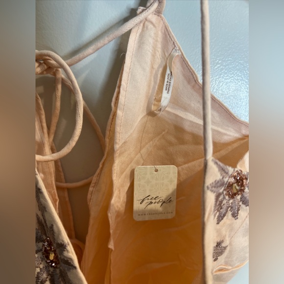 Free People Crystal Cove Linen Embellished Top & MIDI Skirt Set L - Picture 9 of 10